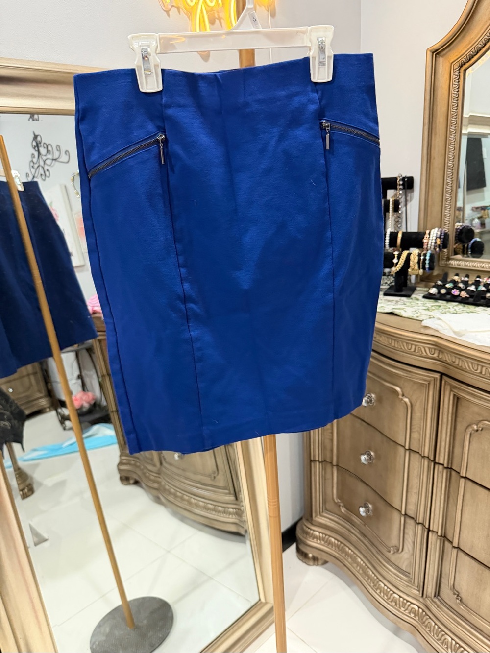 Alfani Royal Blue Zip-Pocket Pencil Skirt
